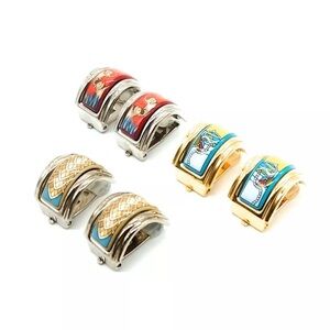 Hermès Vintage Enamel Clip-On Earrings Gold & Silver Metal ( Choose 1)